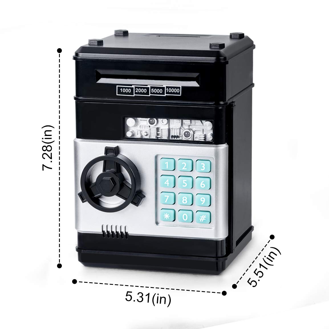 Refasy Piggy Bank Cash Coin Can ATM Bank Electronic Coin Money Bank for Kids Age 3-12, Money Savings Box Mini ATM Coin Bank Toys Gifts for 3 4 5 6 7 8 9 10 11 12 Year Old Boys Girls