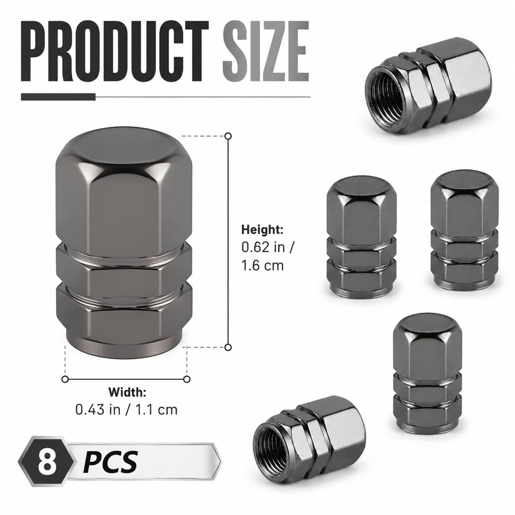Aluminum Tire Valve Caps,8 Pcs Dustproof Stem Covers