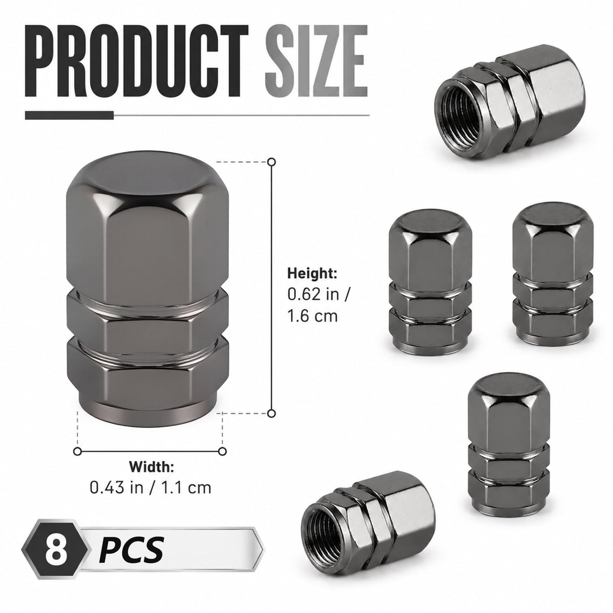Aluminum Tire Valve Caps,8 Pcs Dustproof Stem Covers