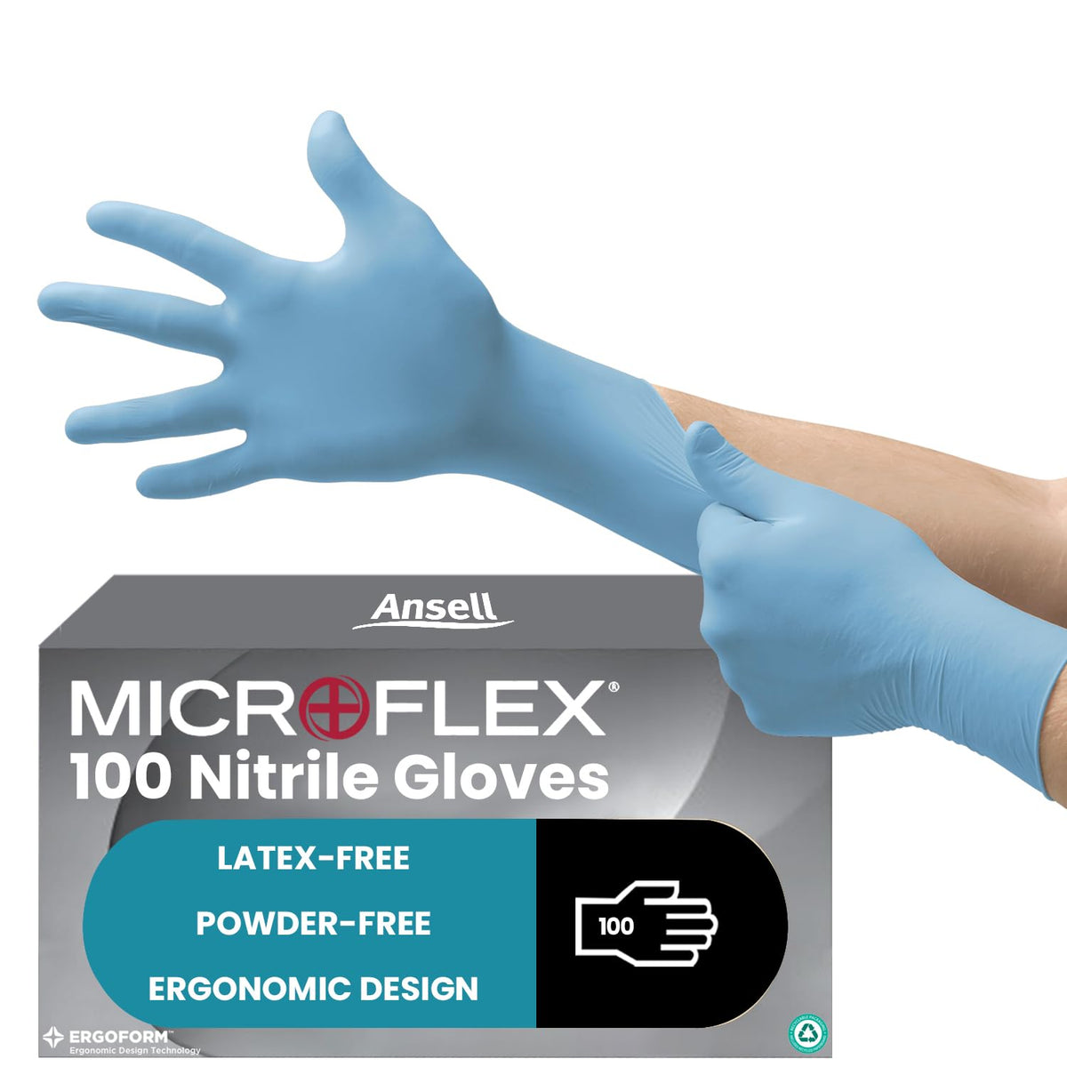 Ansell Microflex 93-732 Disposable Gloves, Black, Size XL, 100 Pcs