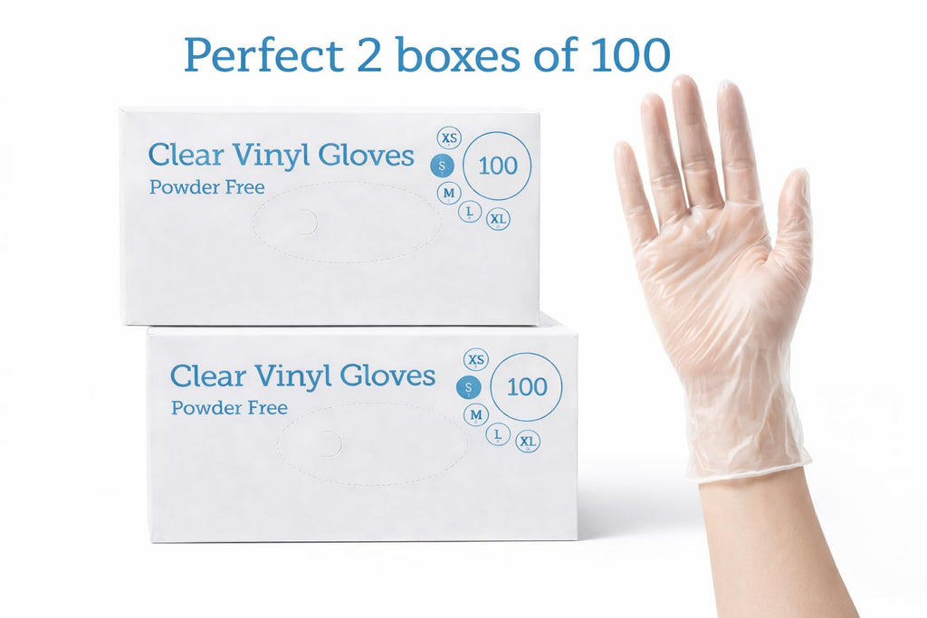 1ABOVE 100 Clear Vinyl Disposable Gloves Small, Powder-Free Latex-Free Ambidextrous Gloves for Food Handling Except Fatty Foods, Cleaning, Hairdressing, Beauty & Everyday Tasks