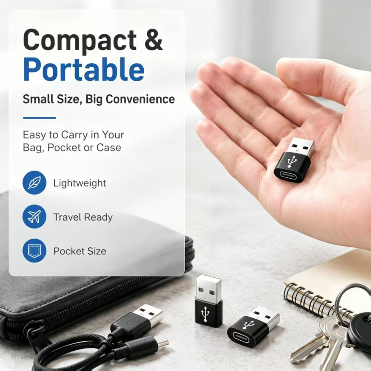 USB C to USB Adaptor, USB to USB C Adapter 2Pack, Type C Female to A Male Charger Cable Converter Compatible with Notebook, Tablet, Smartphone, iPad 10 Air 4 5,Apple 15 14 13 12 Pro Max (Black)