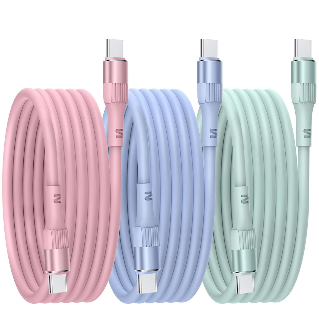 Nebite USB C Charger Cable 60W 6FT, 3 PACK USB C to USB C Charger Cable