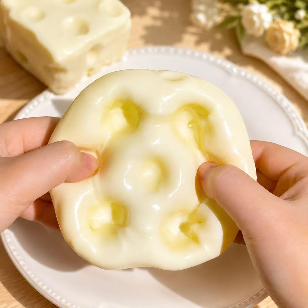 Cheese Squishy Toy – Coconut Oil Squishy Scentless Anti-Pop No Rebound Dough Texture Stress Relief Fidget Toy for Adults, Anxiety Relief Sensory Tool