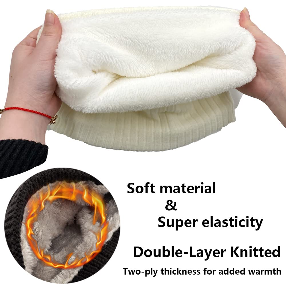 ehsbuy Fleece Neck Warmer Thermal Snoods Unisex Thick Winter Cold Weather Knitted Circle Scarf for Cycling Motocycle Sports