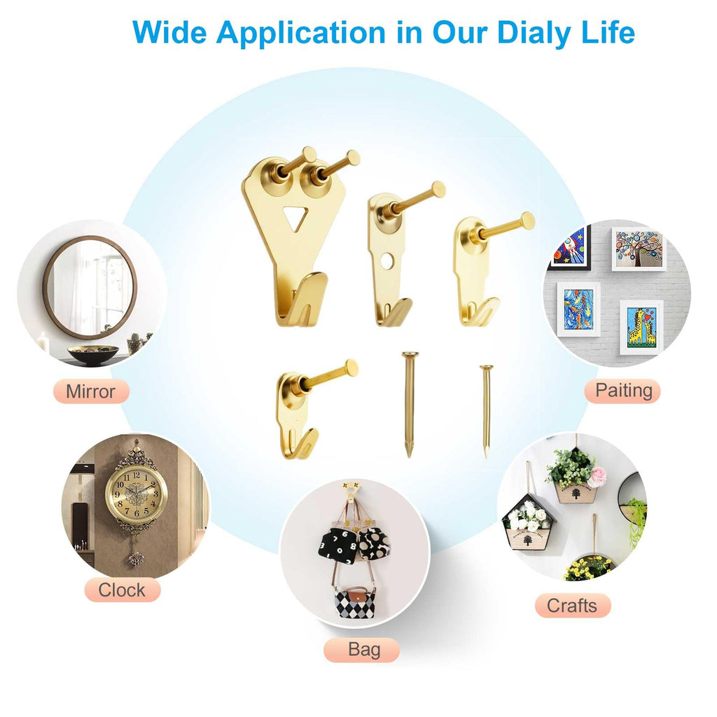 YHYZ Picture Hooks Heavy Duty, Picture Hanging Kit: Hangers (50 30 20 10 lbs) + Small Nails, Hanging Clock Photo Mirror Painting, for Plasterboard Wood Dry Walls Hardwall