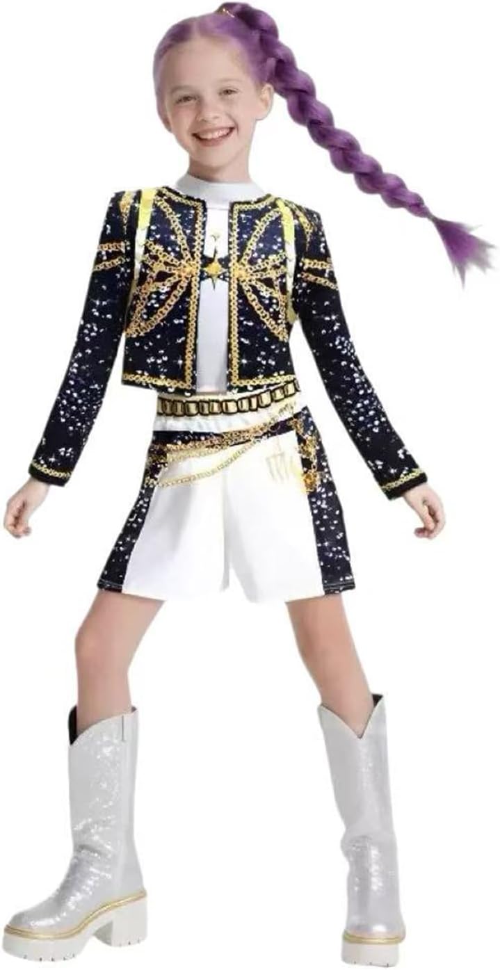 Demon Girls Cosplay Halloween Hunters Costume Top and Pants Set for 3–14 Yrs Events and Parties