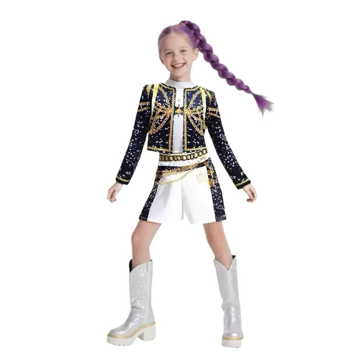 Demon Girls Cosplay Halloween Hunters Costume Top and Pants Set for 3–14 Yrs Events and Parties