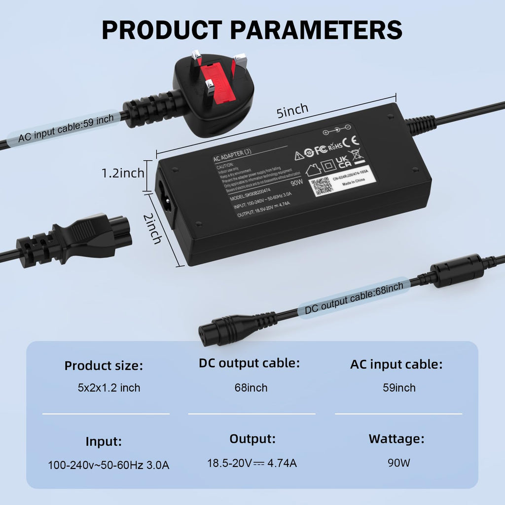 65W Laptop Charger Compatible with Microsoft Surface Pro Laptop Book Go