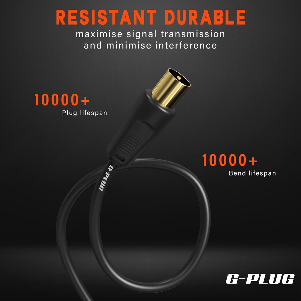 G-PLUG 1m TV Aerial Cable, Coaxial Cable for Freeview, Sky Box and Freesat