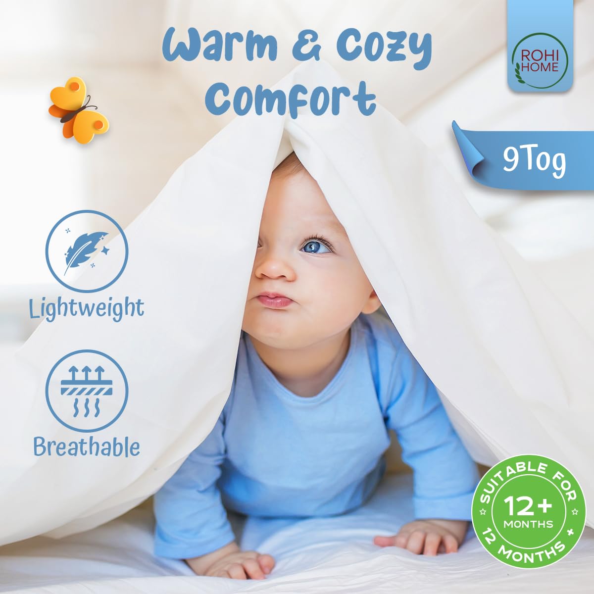 Rohi 7.5 Tog Cot Bed Duvet and Pillow Set – Microfibre Anti-Allergy Toddler Duvet & Pillow – Lightweight, Breathable & Ultra Comfy Baby Quilt 120cm x 150cm