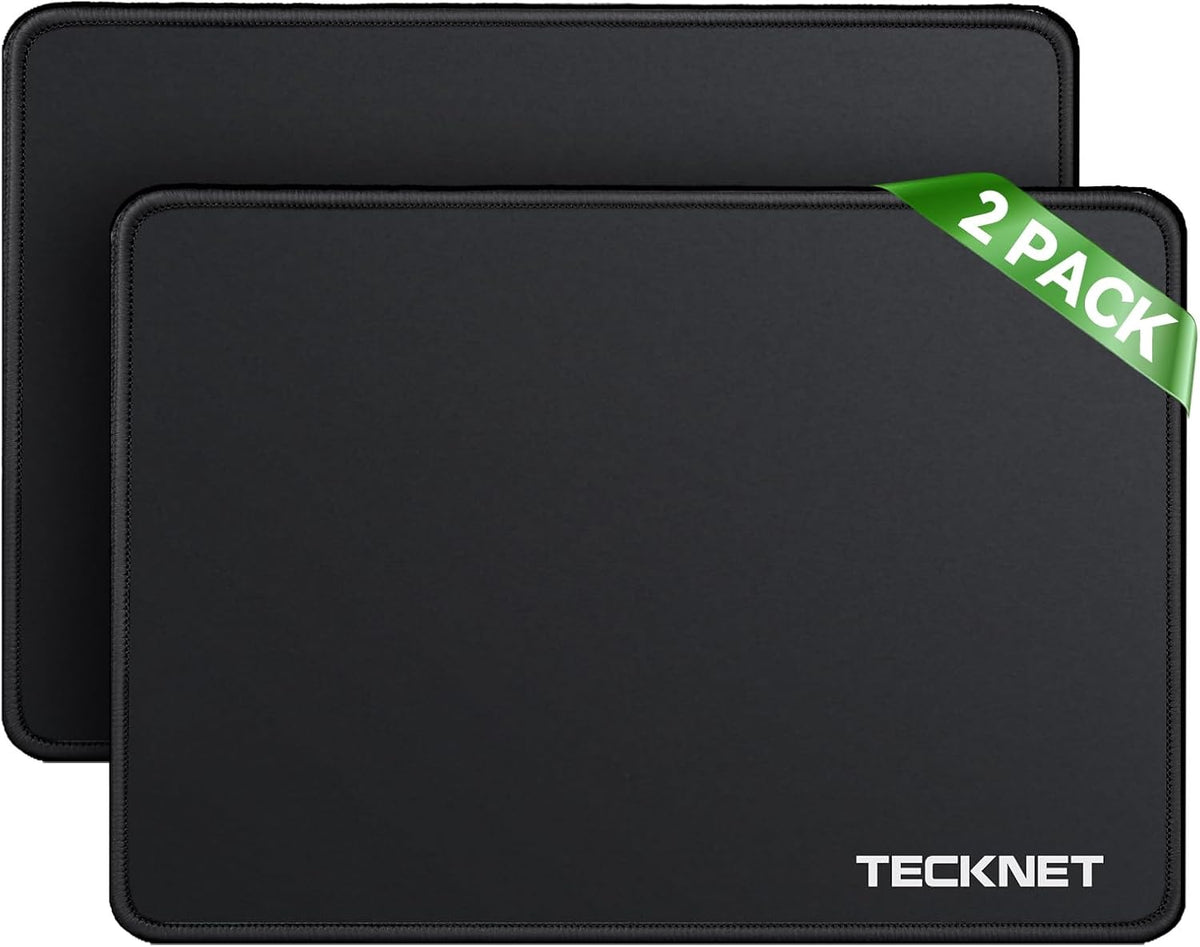 TECKNET Mouse Mat, 2 Packs with Stitched Edges, 270x210x3mm Mousepad