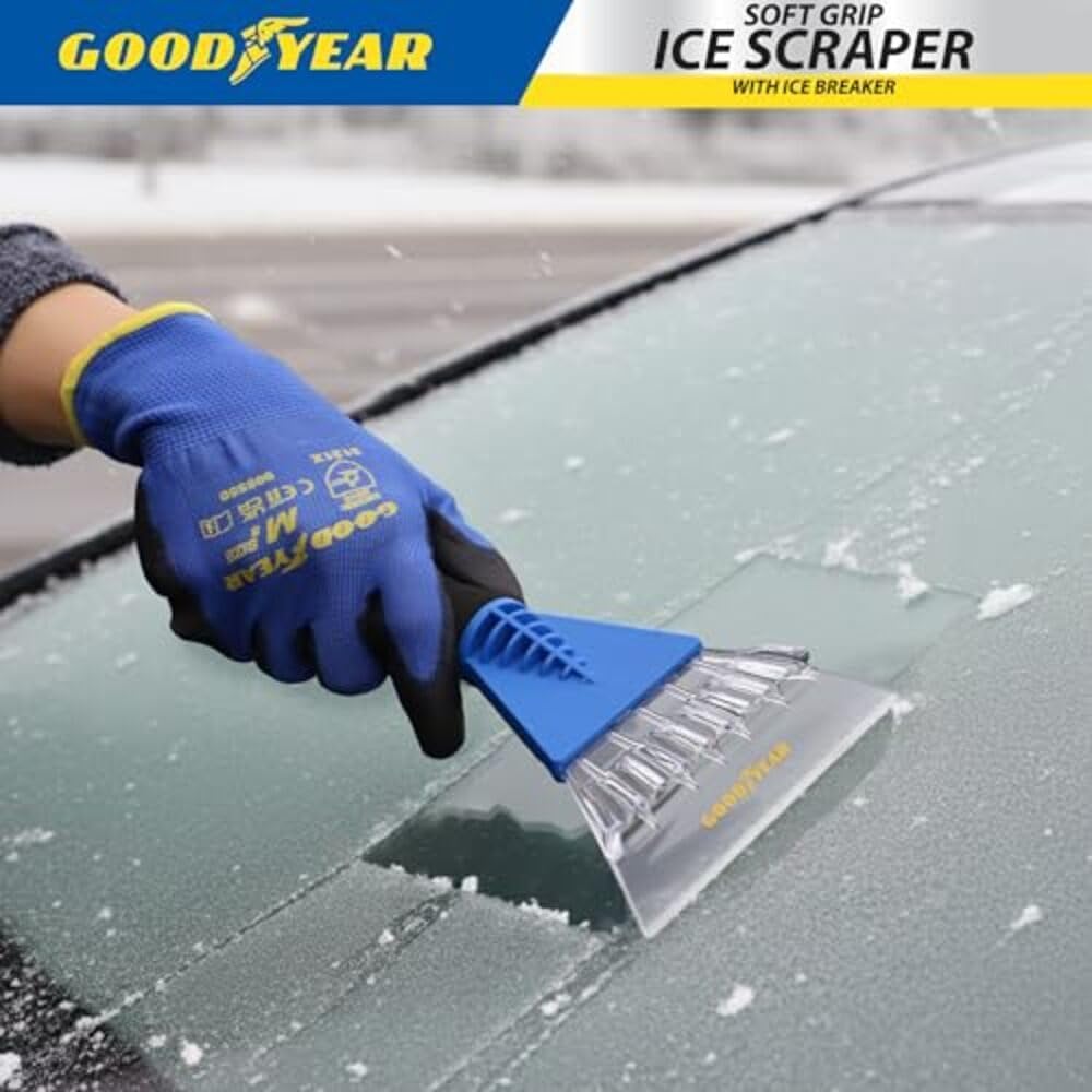 Goodyear Ice Scraper – Strong & Ergonomic with Extra-Wide Blade, Soft Grip Handle, Durable for Extreme Weather, Ideal for Vehicles