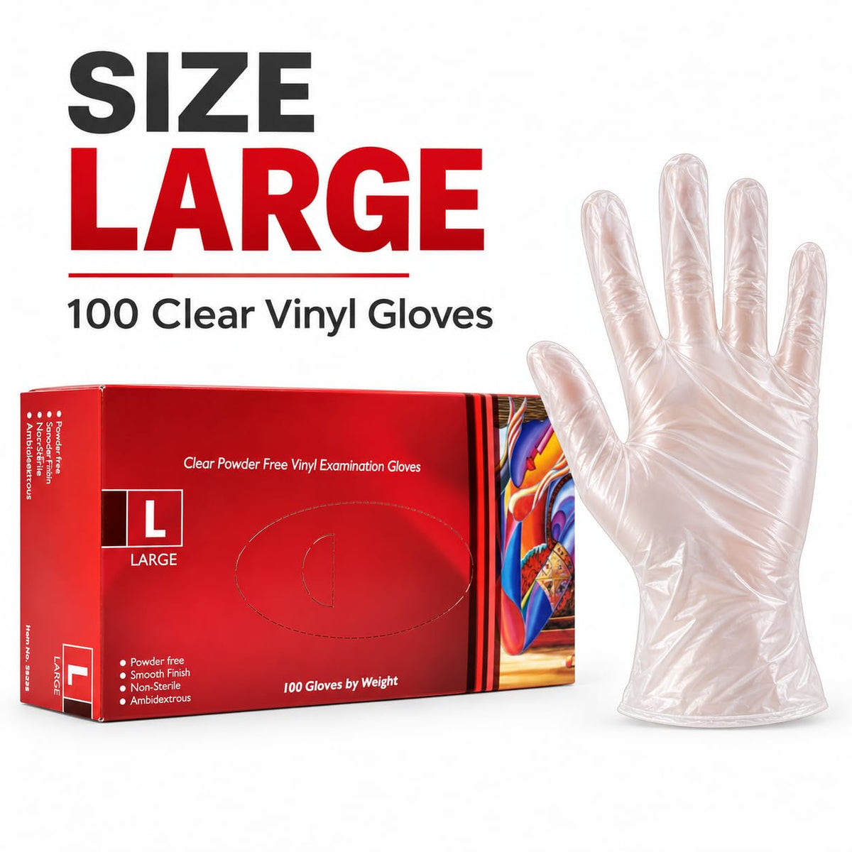 1ABOVE 100 Clear Vinyl Disposable Gloves Small, Powder-Free Latex-Free Ambidextrous Gloves for Food Handling Except Fatty Foods, Cleaning, Hairdressing, Beauty & Everyday Tasks