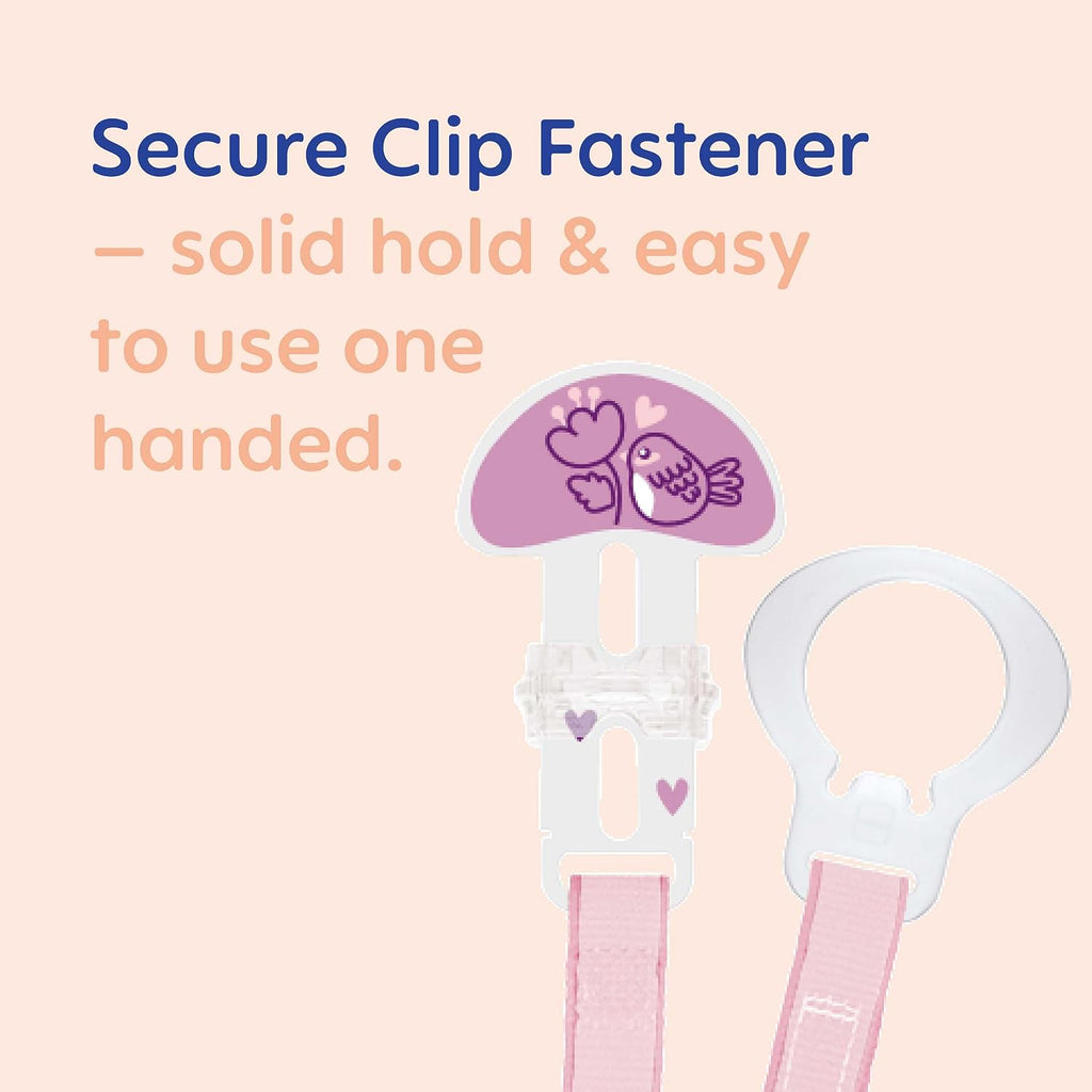 MAM Dummy Clip, 2 Pack, Plain Pink (Dummies Not Included)