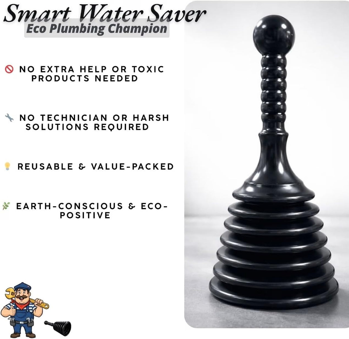 Plunger Toilet Sink Drain Bath Unblocker Cleaner Pump Plunger Ideal for Kitchens Bathrooms Sinks Bowls Baths Waste Pipes Showers Plumbers Plunger Powerful Unblocker Tools (Pack of 1) (Dark Black)