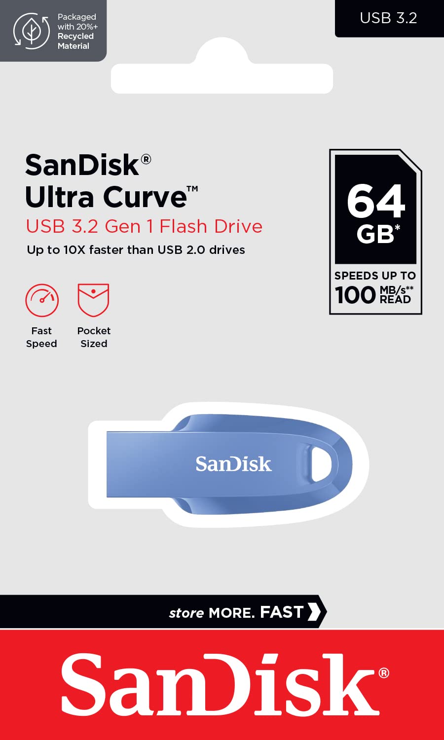 SANDISK Cruzer Blade 64GB, USB-A Flash Drive, Black