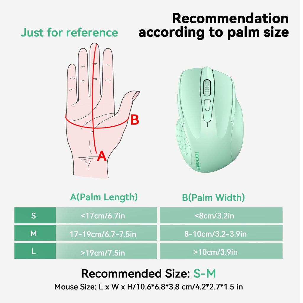 TECKNET Bluetooth Mouse, Wireless Mouse Rechargeable