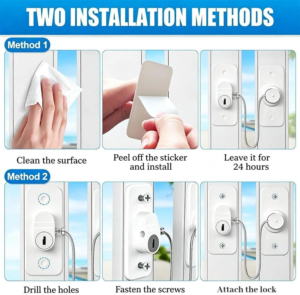 2pcs Window Locks Set for UPVC Windows,Window Restrictor Locks for Children Security with Screws Keys