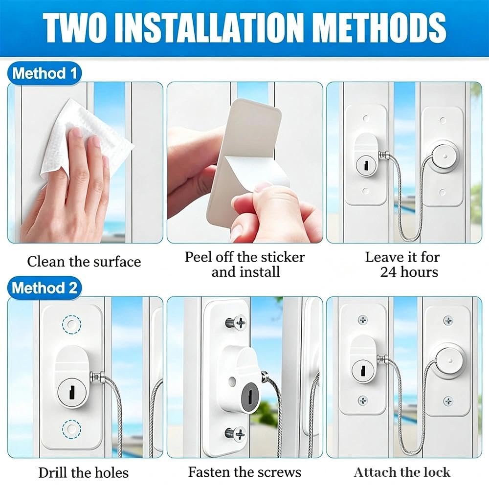 2pcs Window Locks Set for UPVC Windows,Window Restrictor Locks for Children Security with Screws Keys