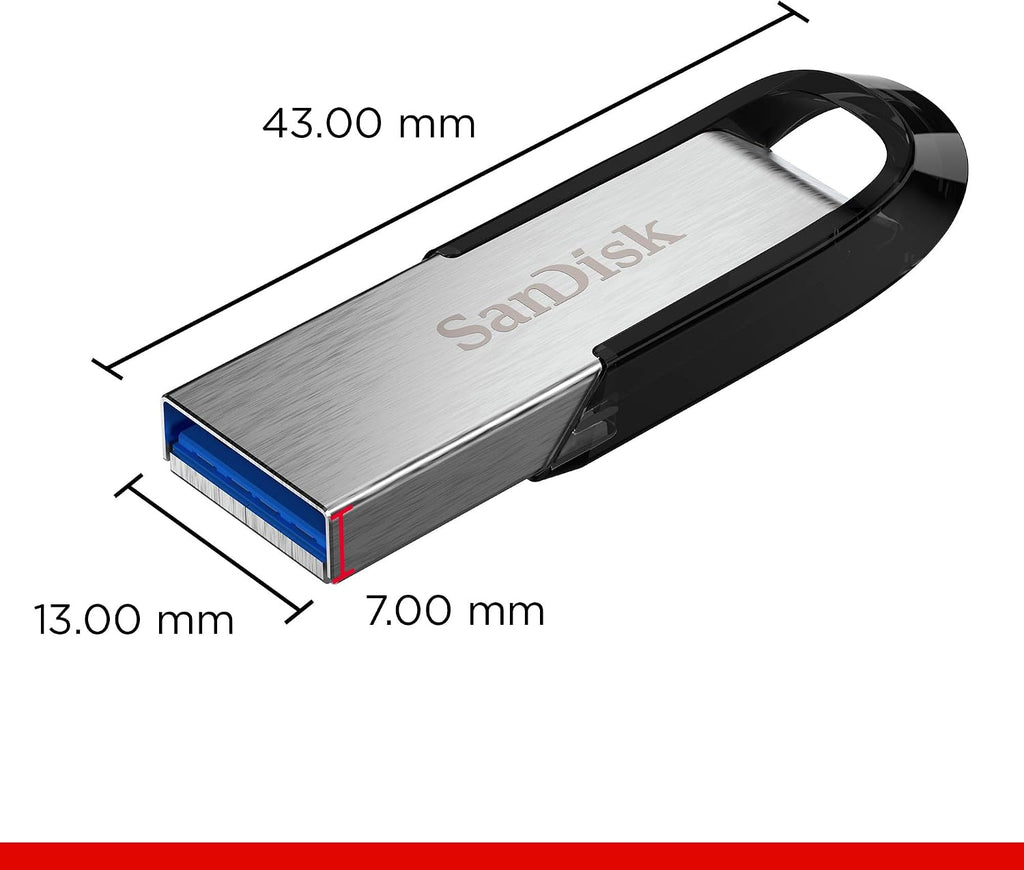 SanDisk 128GB Ultra Flair USB 3.0 Flash Drive USB stick, Memory stick with transfer speeds up to 150 MB/s, Password protection, Durable, Sleek Metal Casing Silver/Black