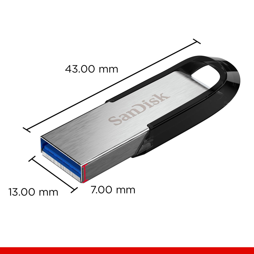 SanDisk 128GB Ultra Flair USB 3.0 Flash Drive USB stick, Memory stick with transfer speeds up to 150 MB/s, Password protection, Durable, Sleek Metal Casing Silver/Black