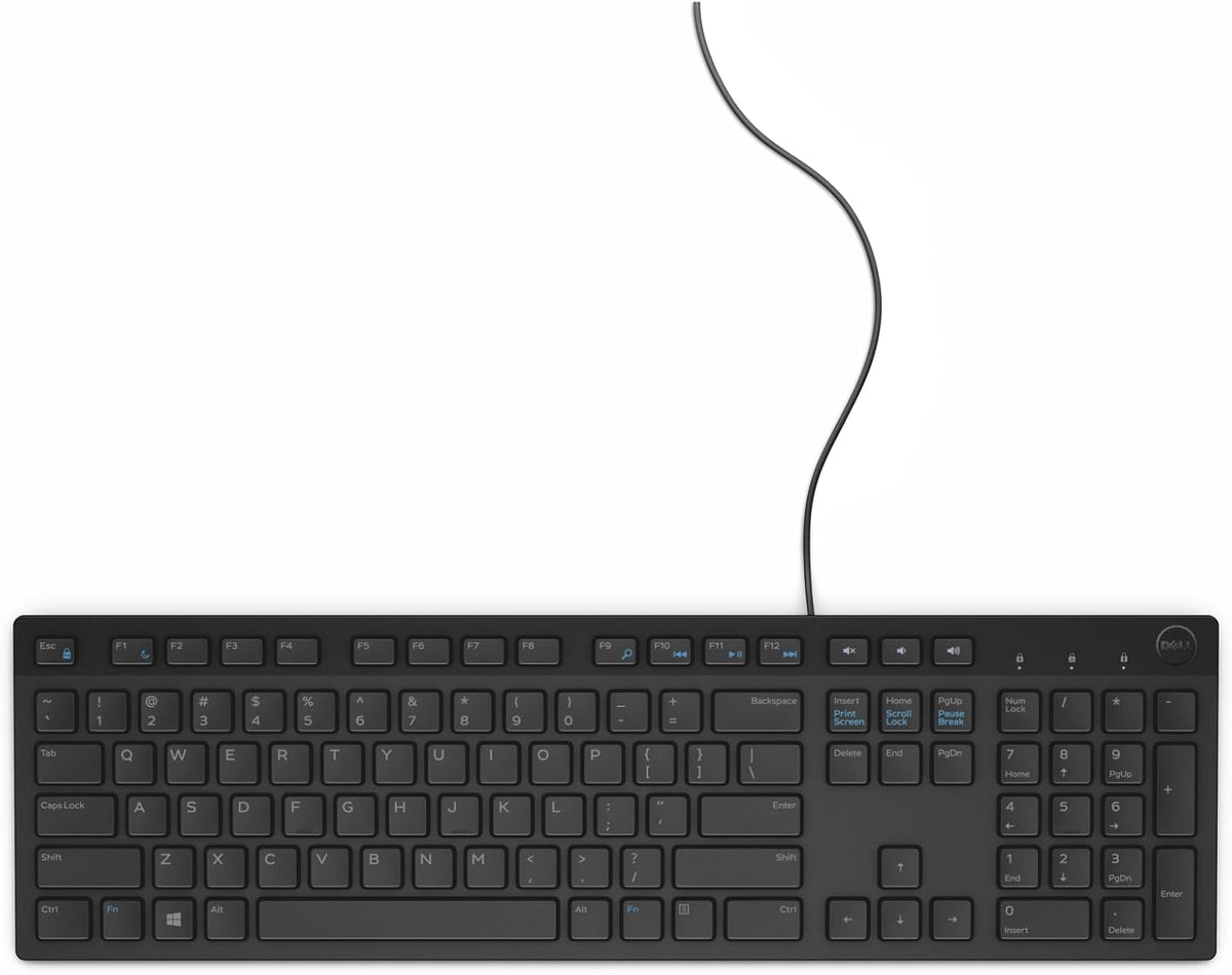 Dell Multimedia Wired Keyboard KB216, Spill Resistant, Quiet Keys, Black