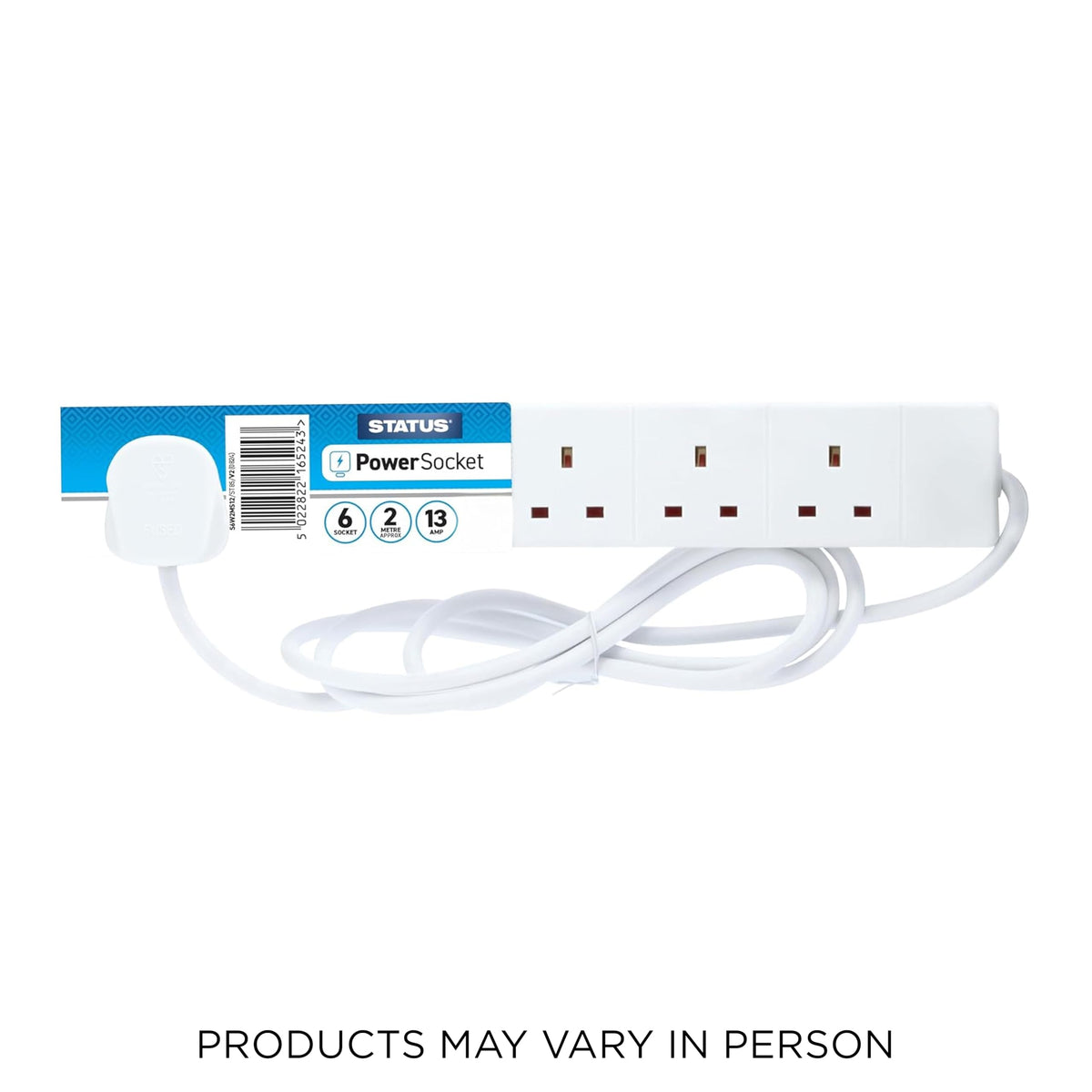 STATUS 4 Socket Extension Lead, 2m Black 13A Power Strip for Home or Office Use (S4W2MBL1PK4)
