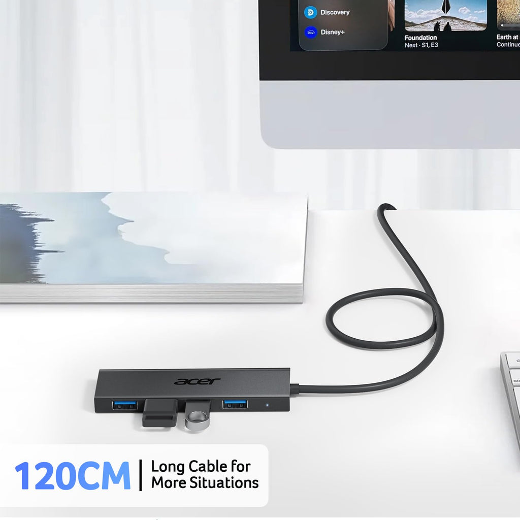 Acer USB Hub 3.0, Ultra Slim USB Adapter 4 Ports Splitter with Powered USBC