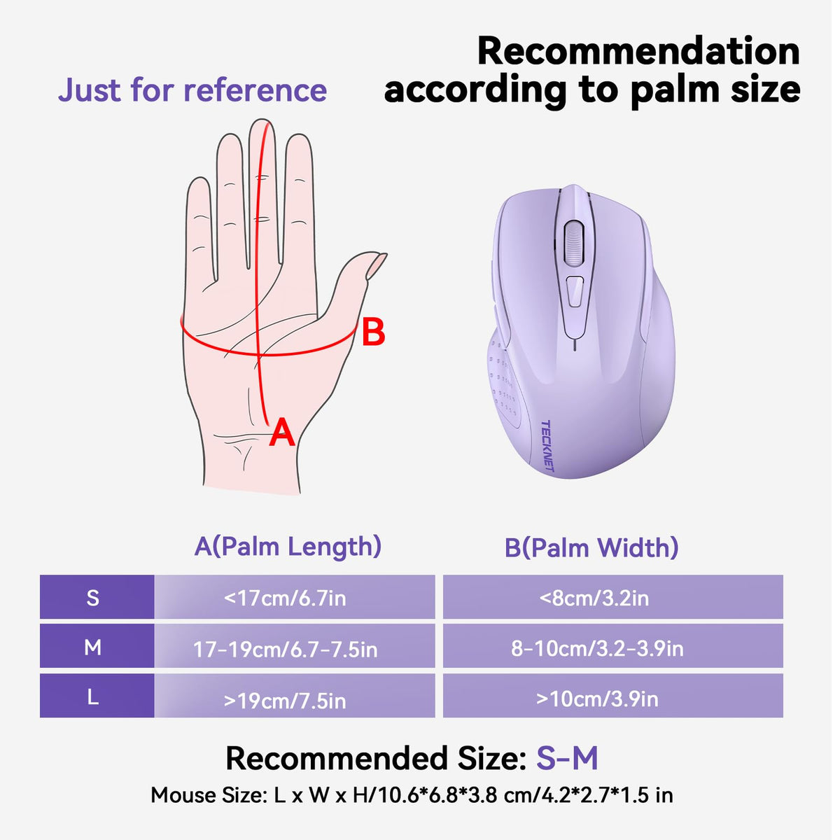 TECKNET Bluetooth Mouse, Wireless Mouse Rechargeable