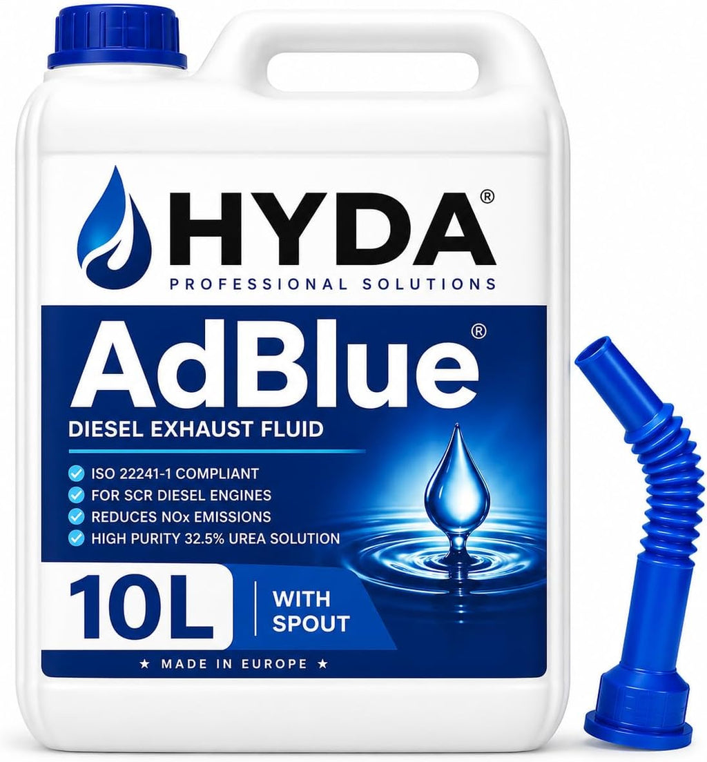 HYDA AdBlue 10 Litres Ad Blue Diesel Exhaust Fluid DEF ISO 22241 for Diesel Cars Vans Trucks Commercial Vehicles High Purity Urea Solution Easy Pour Spout Included