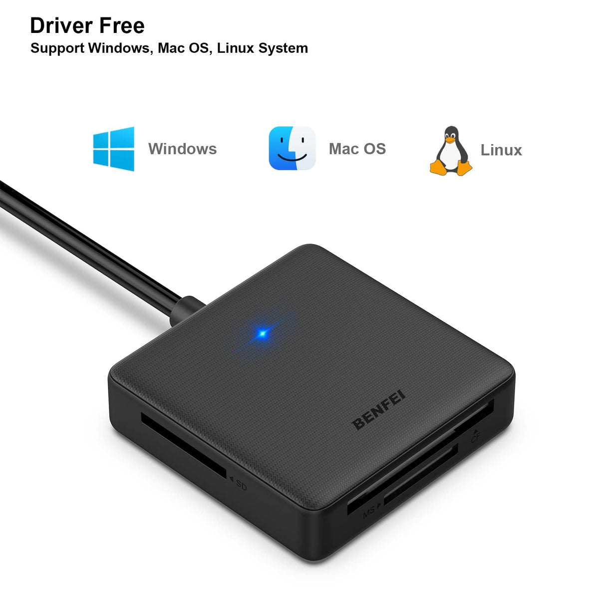 BENFEI SD Card Reader, USB C to SD Micro SD Card Memory Card Adapter Dual Slot Compatible with iPhone 15 Pro/Max, MacBook Pro/Air 2023, iPad Pro, iMac, S23, XPS 17, Surface Book 3 and More