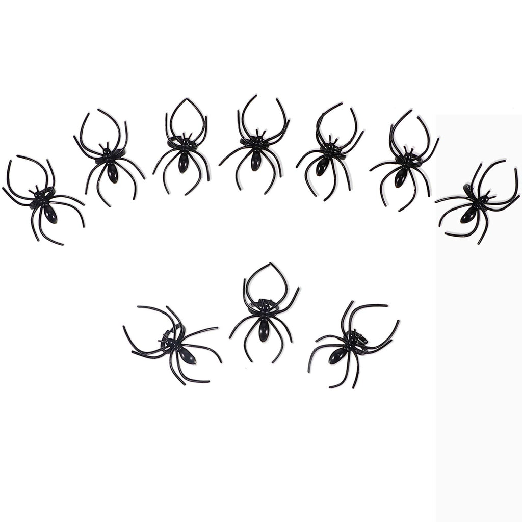 Boao 120 Pcs Halloween Spider Rings for Kids, Black, Purple, Orange, Green
