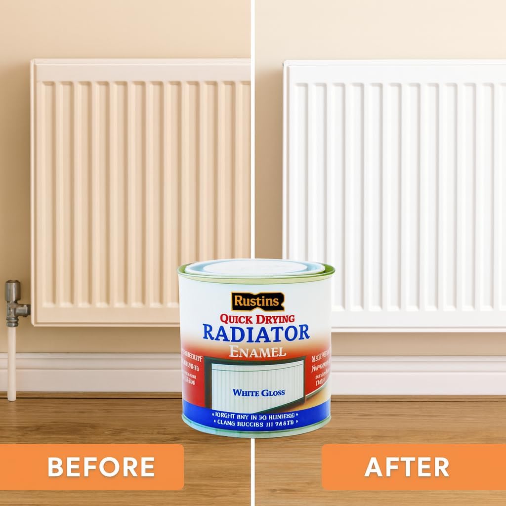 RUSTINS Quick Drying Radiator Enamel Satin - Black 250ml – Durable, Long-Lasting Finish for Radiators That Stands the Test of Time
