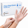 1ABOVE 100 Clear Vinyl Disposable Gloves Small, Powder-Free Latex-Free Ambidextrous Gloves for Food Handling Except Fatty Foods, Cleaning, Hairdressing, Beauty & Everyday Tasks