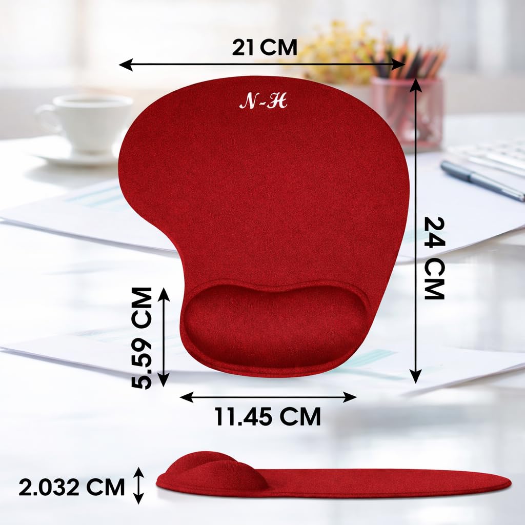 New Horrizon - Mouse Mat BLACK ANTI-SLIP COMFORT MOUSE PAD MAT WITH GEL FOAM REST WRIST SUPPORT FOR PC LAPTOP - Compatible with Laser and Optical Mice