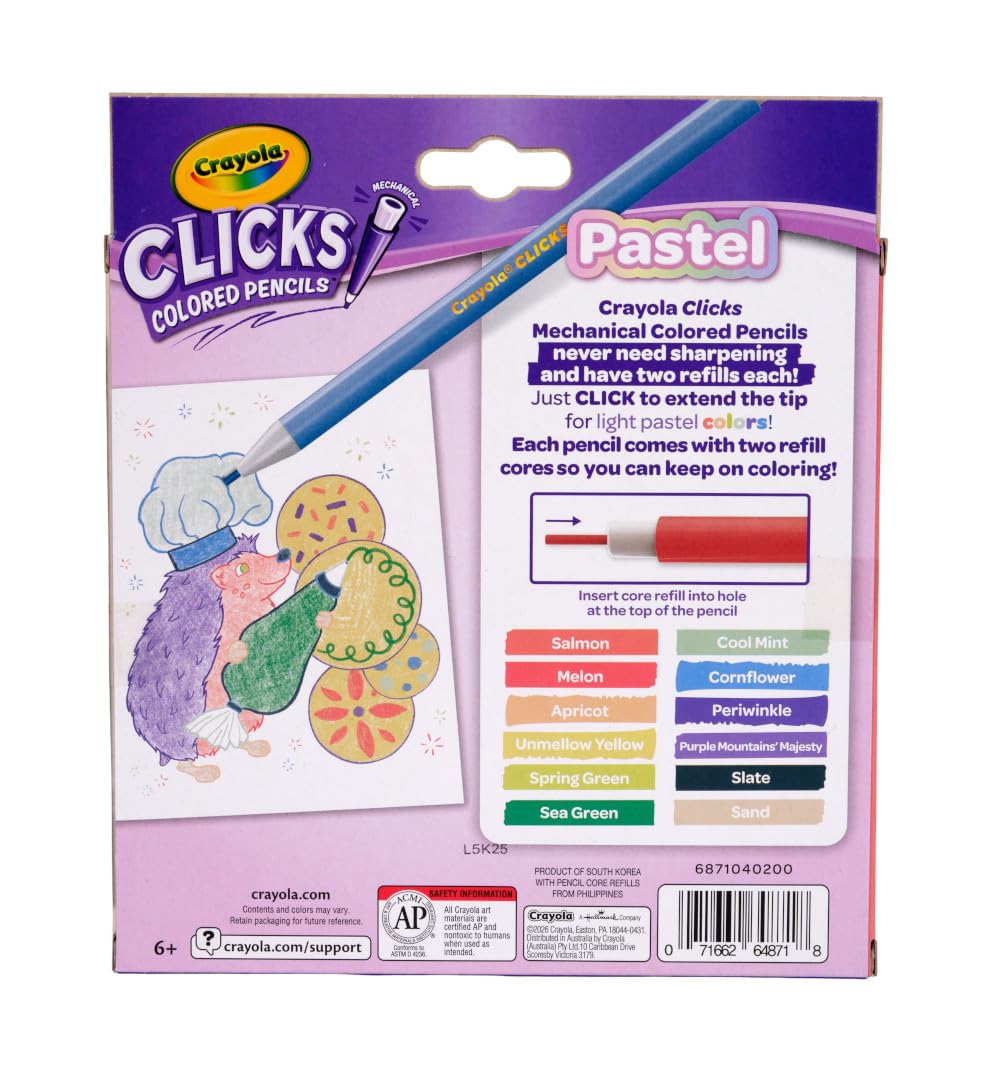 Crayola Clicks Retractable Tip Markers (10ct), Washable Cone Tip Art Marker Set, Cute Aesthetic School Supplies, Classroom Must Haves, Ages 8+
