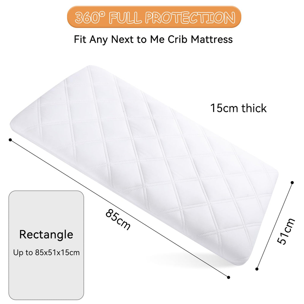 Yoofoss Waterproof Cot Bed Mattress Protector 120 x 60 cm Breathable Toddler Bed Mattress Protector Comfortable Noiseless White