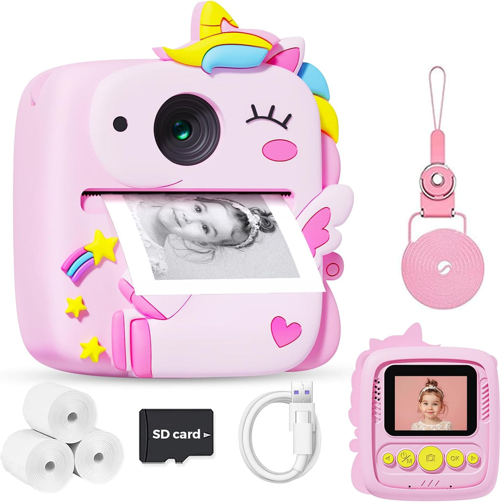 Kids Camera Instant Print,1080P Kids Digital Camera,Girls Gifts Toys Age 3+