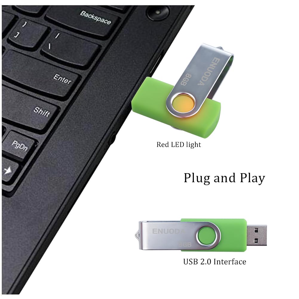 ENUODA Memory Stick 32GB USB 2.0 Flash Drives Swivel Design Pen Drive Fold Storage Thumb Drive with LED Light(Blue)