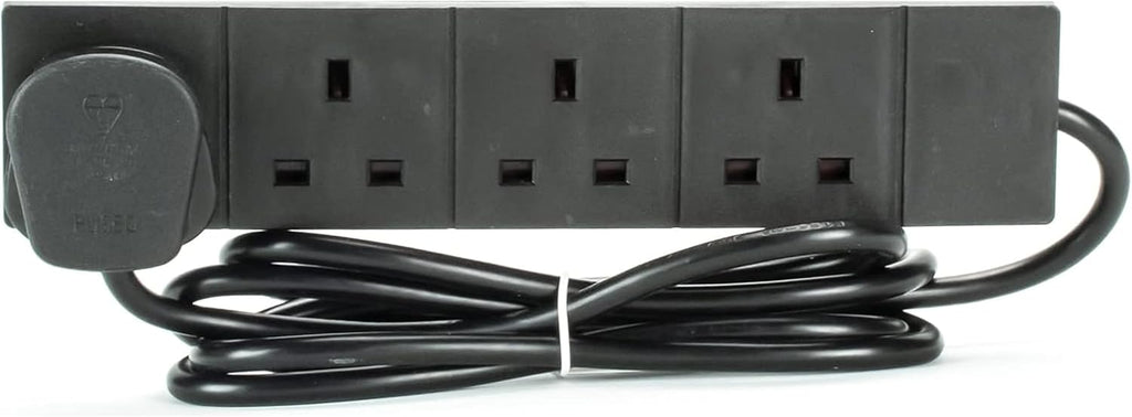 STATUS 4 Socket Extension Lead, 2m Black 13A Power Strip for Home or Office Use (S4W2MBL1PK4)