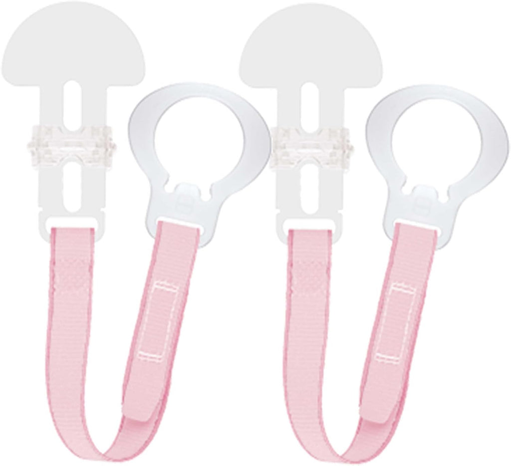 MAM Dummy Clip, 2 Pack, Plain Pink (Dummies Not Included)