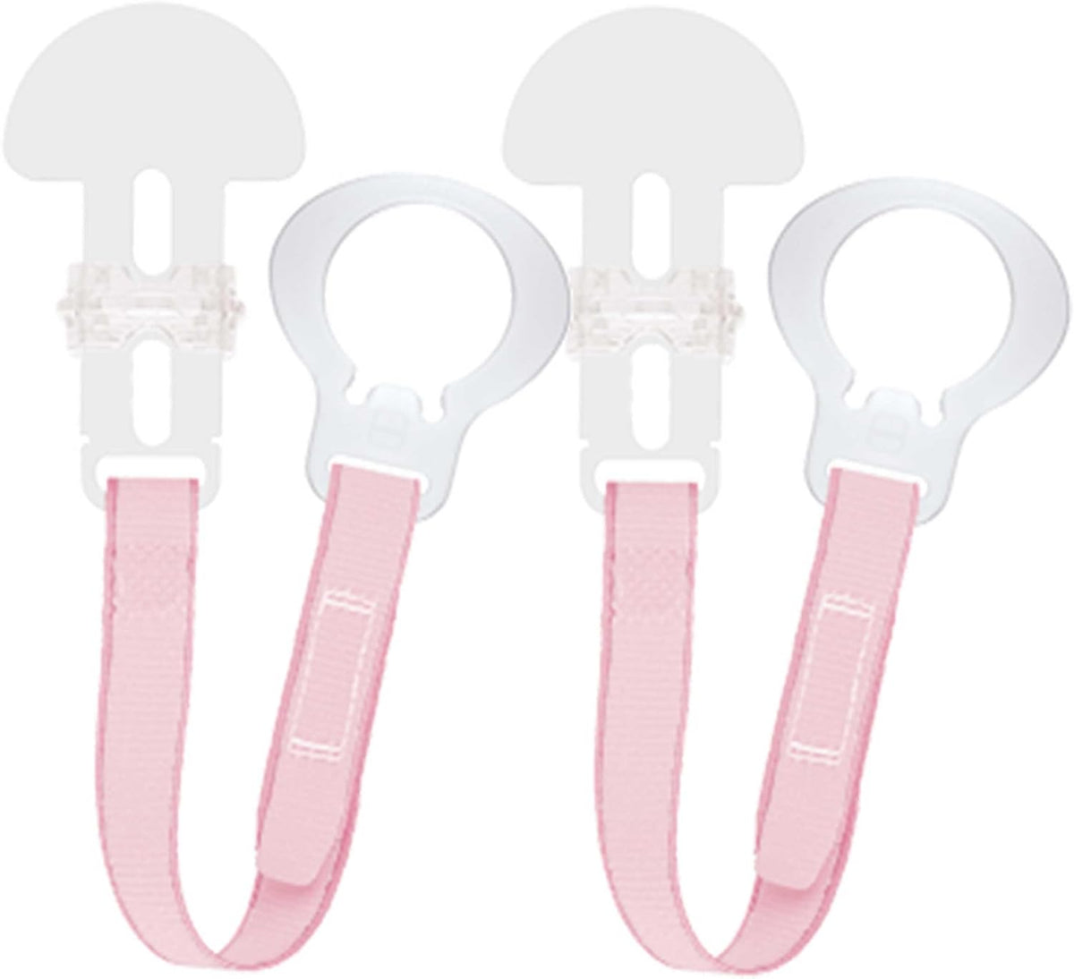 MAM Dummy Clip, 2 Pack, Plain Pink (Dummies Not Included)
