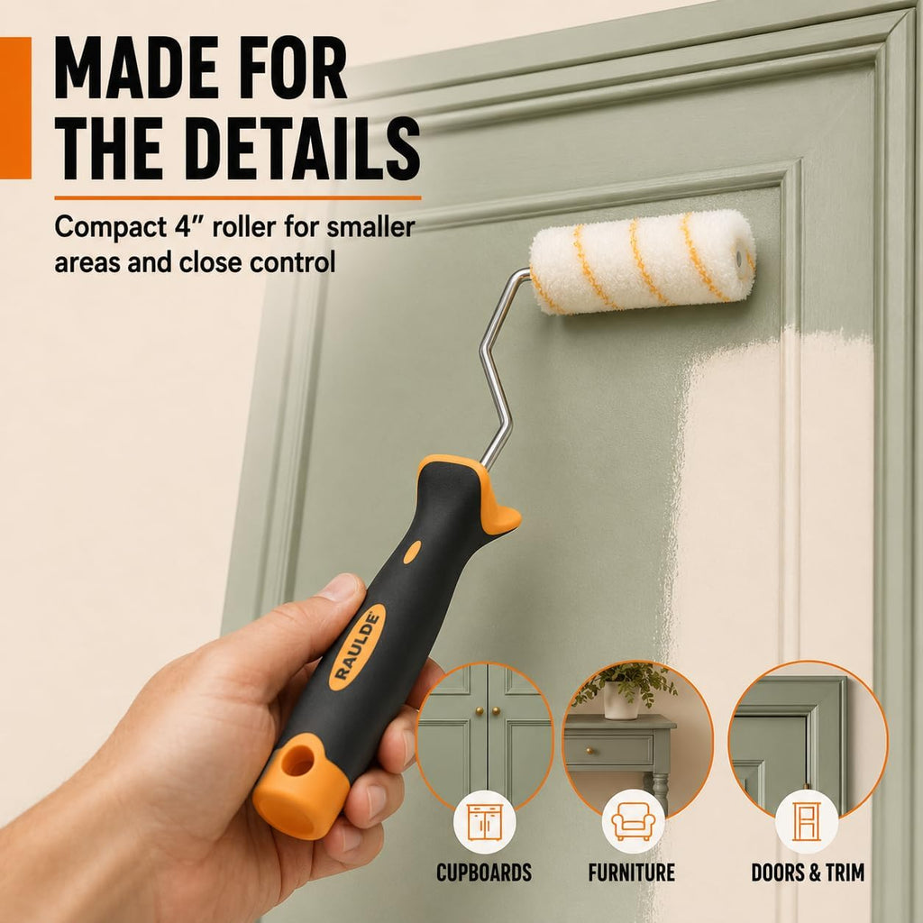 Raulde Paint Roller Set of 10 - Paint Rollers and Trays Set - Roller Sets for Painting - Paint Brush and Rollers for Painting - Wall Paint Roller - Home Painting Kit