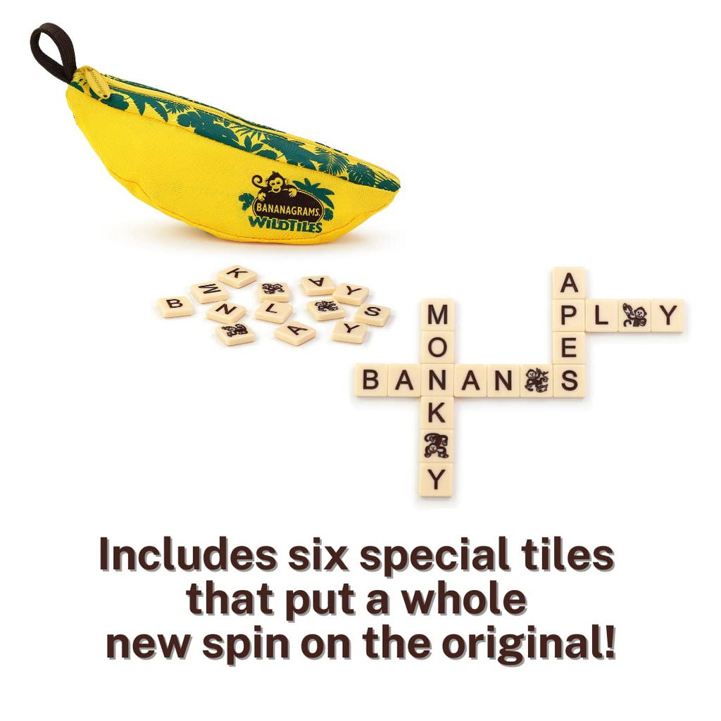 Bananagrams Classic Word Game, 144 Tiles in Banana Pouch, Travel Game