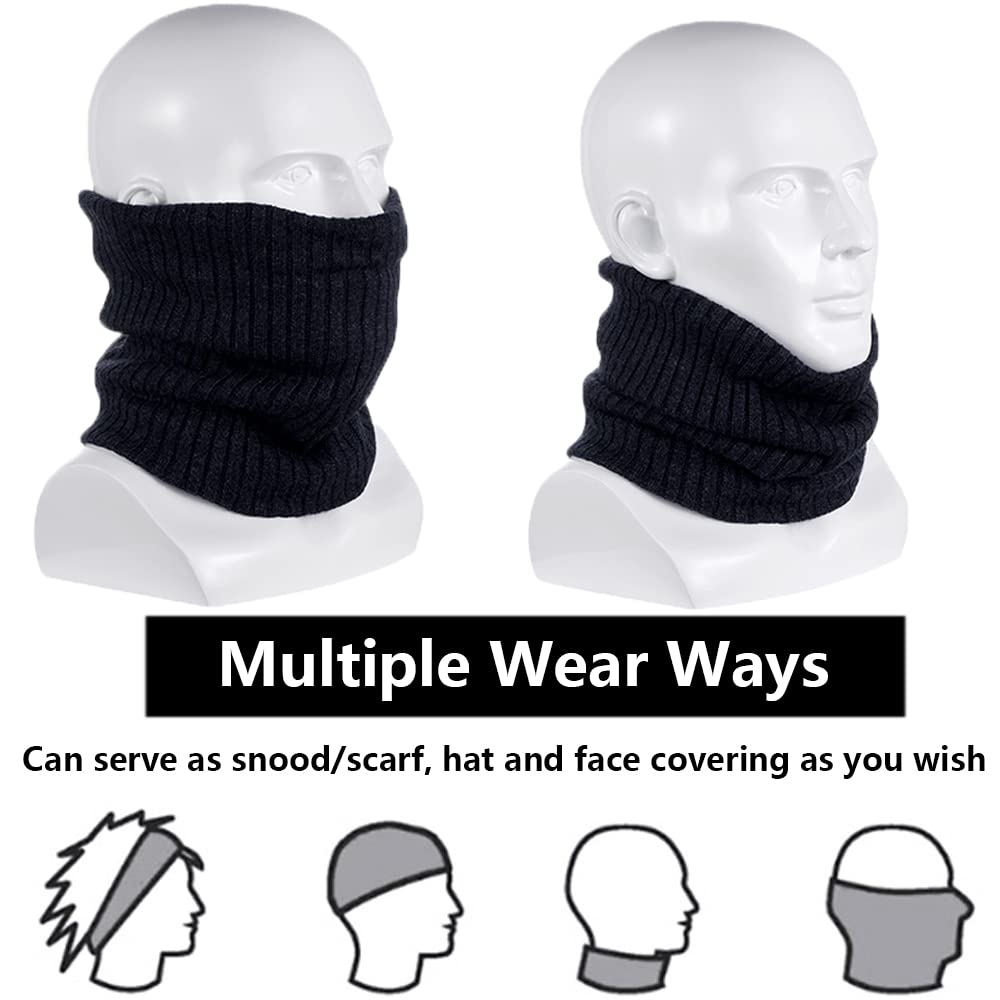 ehsbuy Fleece Neck Warmer Thermal Snoods Unisex Thick Winter Cold Weather Knitted Circle Scarf for Cycling Motocycle Sports