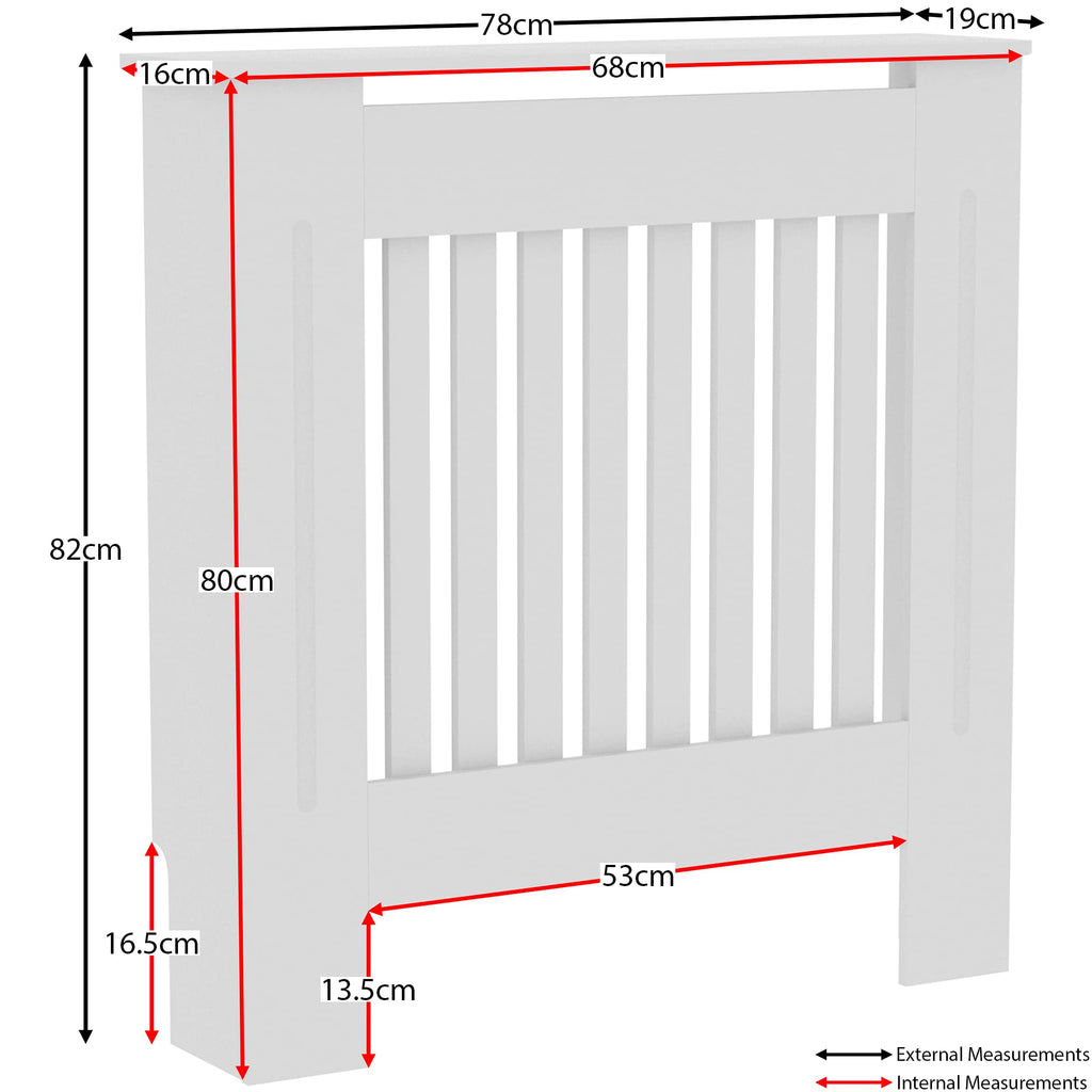 Vida Designs Chelsea Radiator Cover White - Medium - Modern Vertical Slat Design For Optimal Heat Circulation - H82xW111xD19cm - Painted MDF Cabinet Ideal For Living Room & Hallway
