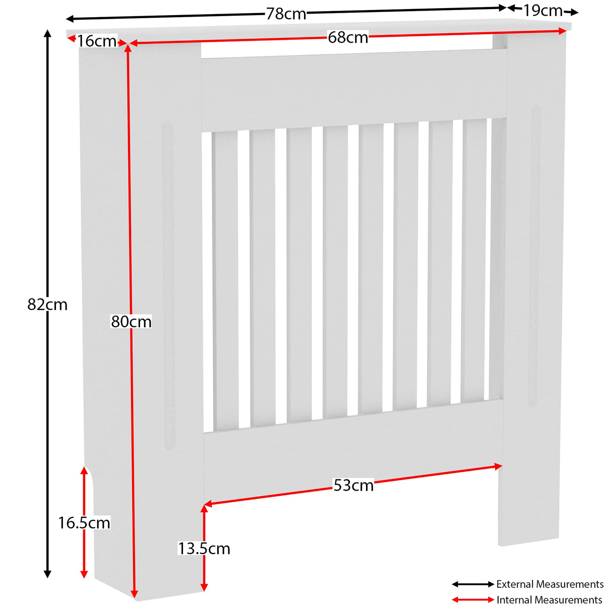 Vida Designs Chelsea Radiator Cover White - Medium - Modern Vertical Slat Design For Optimal Heat Circulation - H82xW111xD19cm - Painted MDF Cabinet Ideal For Living Room & Hallway