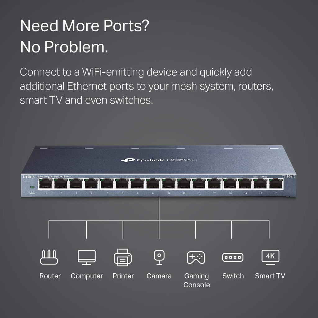 TP-Link TL-SG105S 5-Port Gigabit Network Switch, Metal Ethernet Splitter