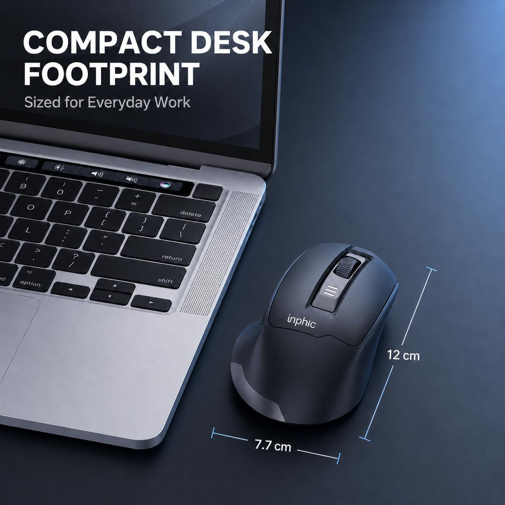 INPHIC Wireless Mouse Rechargeable, [Battery Level Visible], Silent Click USB 2.4G Cordless Mouse for Laptop PC Computer Tablets, 6 Buttons, 2400DPI 4 Adjustment Levels, Black